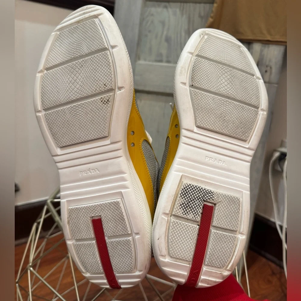 Yellow and Gray Prada Sneaker size 9